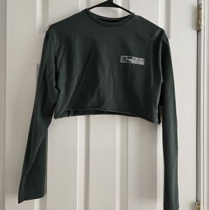 Alphalete Tectonic Long Sleeve Crop - Darkest Pine - XS